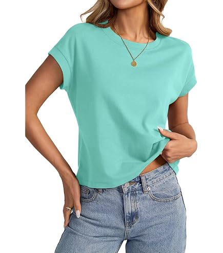 Amazon.com: The Drop Women's Sydney Short-Sleeve Cropped Crew Neck